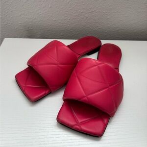 Bottega Veneta Red Quilted Slide Sandals